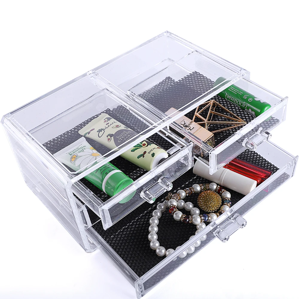 

SF-1005-2 Plastic Cosmetics Storage Rack 2 Small Drawers and 2 Larger Drawers Transparent ---MS