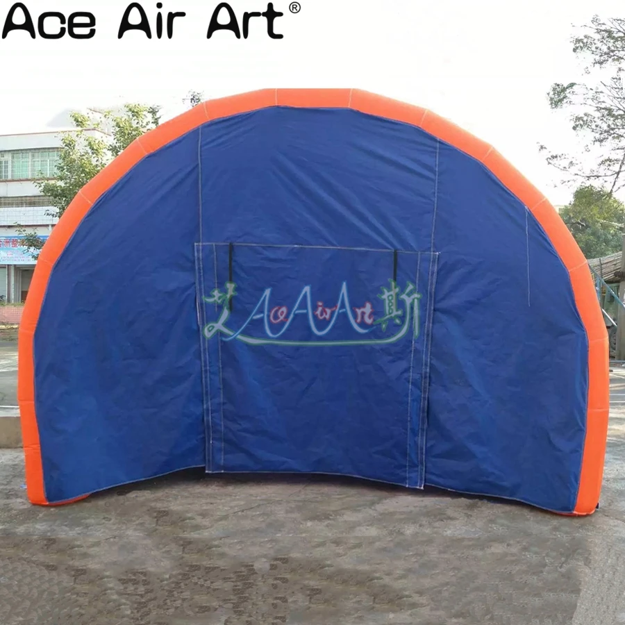 20mLx4-5mWx3mH-Giant-blue-with-orange-inflatable-tunnel-tent-car-cover-garage-with-full-cover-curtain _副本