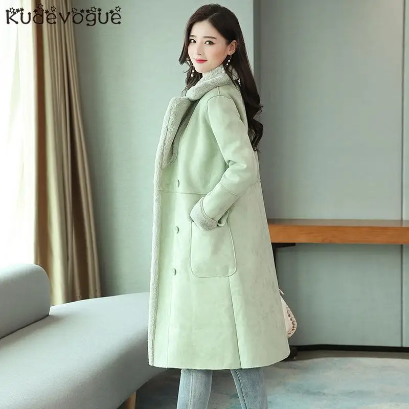 Овечья шерсть пальто Женская Зима новая Корейская версия свободного меха одна хлопковая куртка длинная олень замша хлопковая одежда