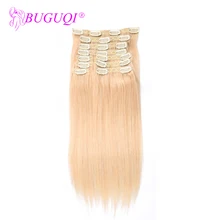 BUGUQI волосы на заколках для наращивания человеческих волос бразильские#613 Remy 16-26 дюймов 100 г волосы на заколках для наращивания