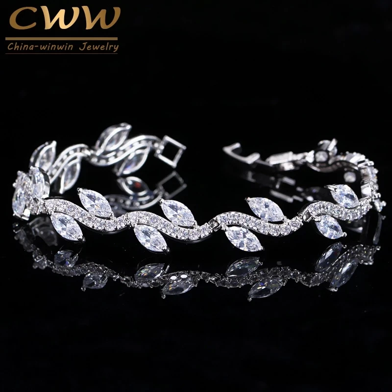 Женский браслет с фианитом в форме листа|bracelet fashion|fashion braceletjewelry bracelet |