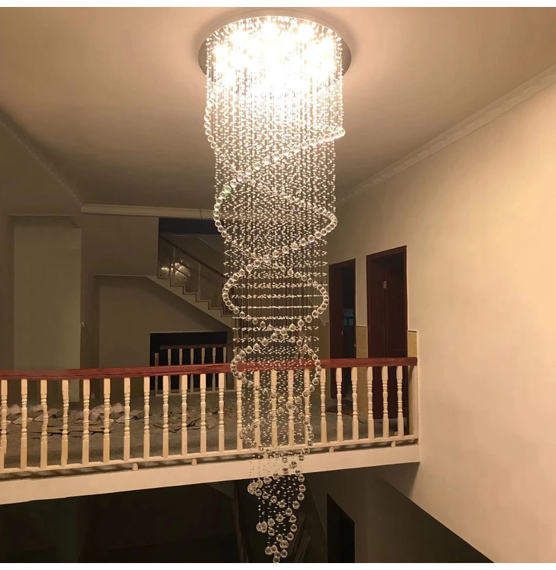 Modern LED Crystal Chandeliers Light Fixture for Staircase Stair Lights Luxury Hotel Villa Vanity Bedroom Hanging Lamp