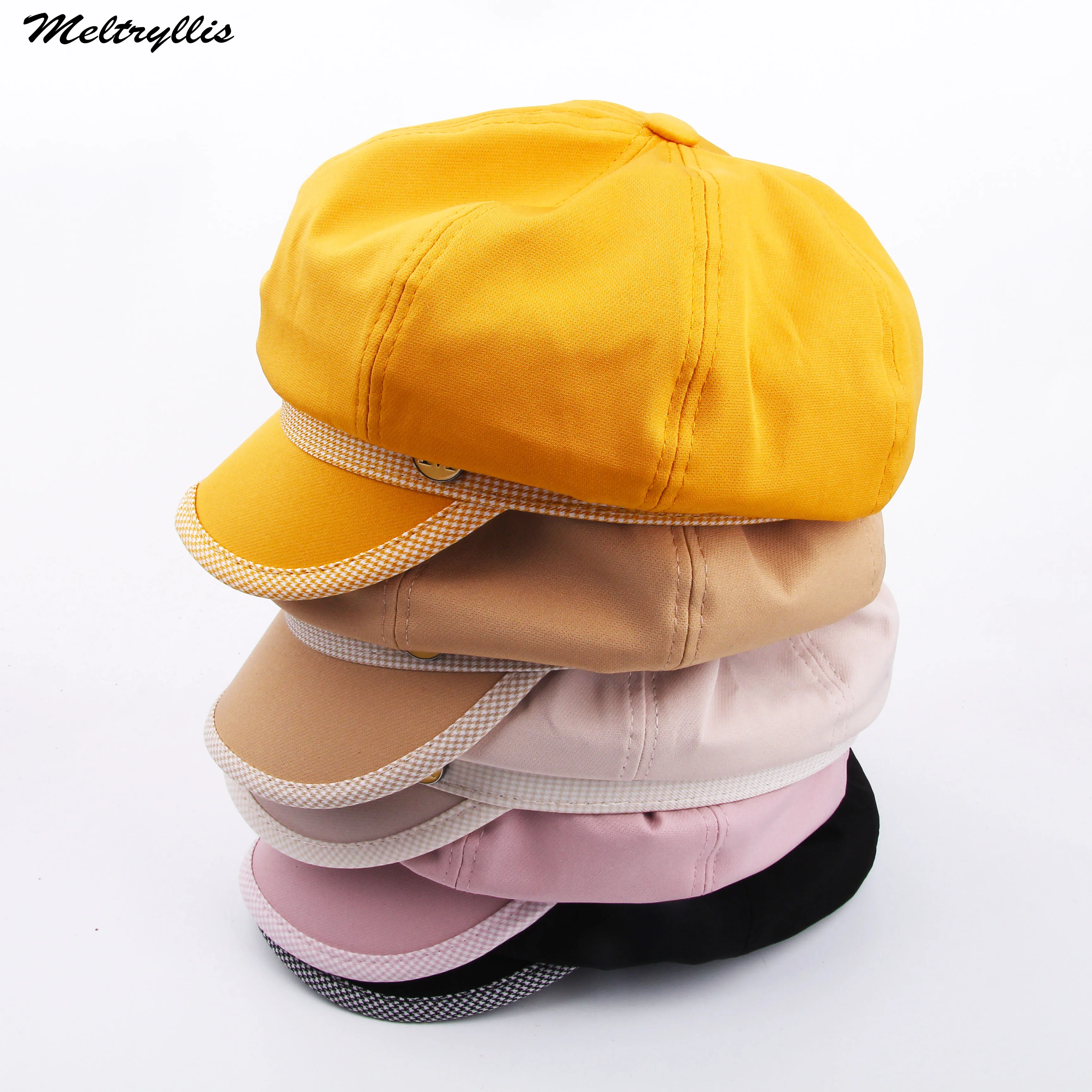 

[Meltryllis] 2020 Solid Color Spring New Octagonal Cap Men Ladies Casual Cotton Hat Women Painter Beret Newsboy Caps
