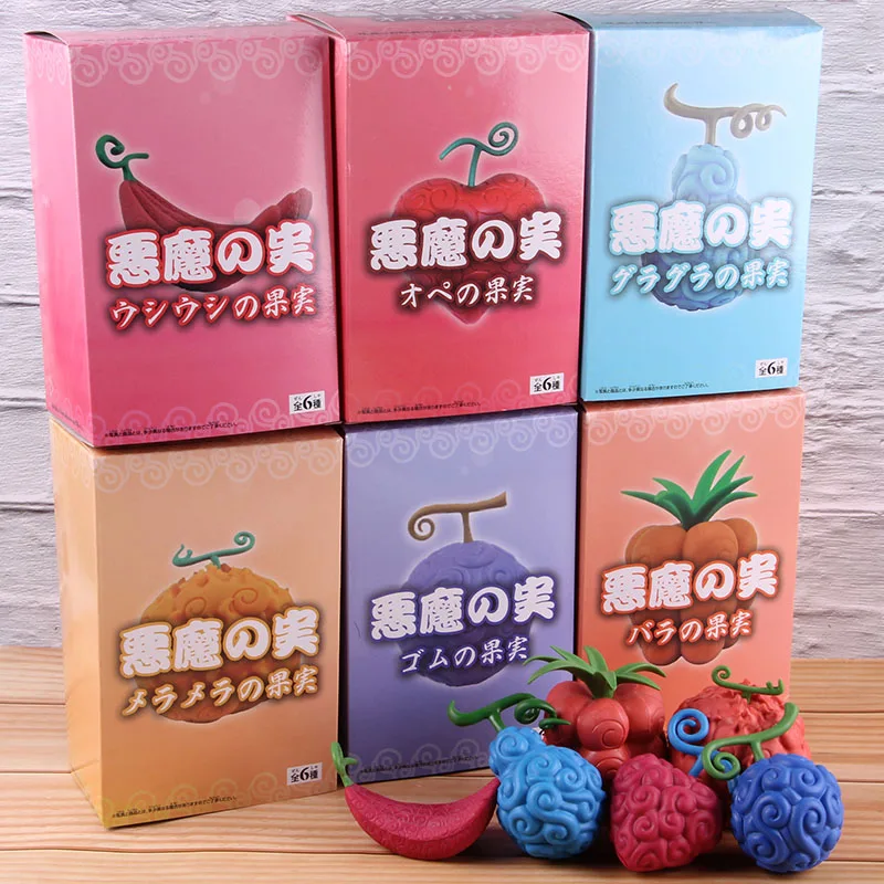 Devil Fruit Shock Chop-Chop Human-Human Flame Ope-Ope Gum-Gum Fruit one piece ПВХ Коллекционная модель игрушки Аниме Фигурки 6 шт - Цвет: with colorful box