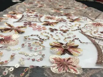 

2020 nigerian sequence lace fabrics french lace african flower fabric embroidered sequin tulle lace fabric for party dress YYZ9