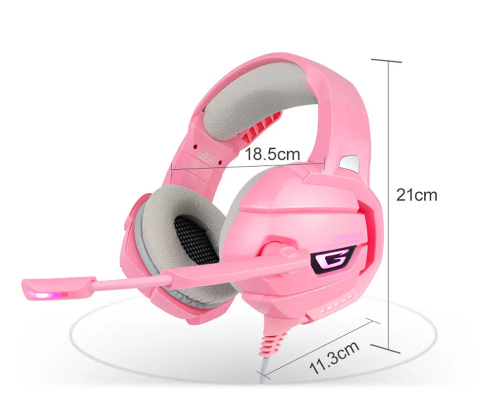 ONIKUMA PS4 игровая гарнитура Grils розовые стерео наушники с микрофоном светодиодный свет для Xbox One/телефона/ноутбука планшета геймера