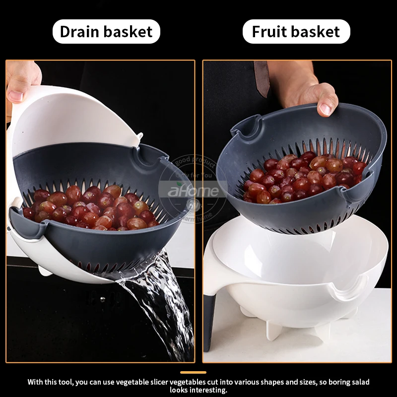 Цена Ручной слайсер миска дуршлаг устройство резки овощей и фруктов кухонный гаджет мандолин измельчитель Терка с вращением сливной корзина дл...
