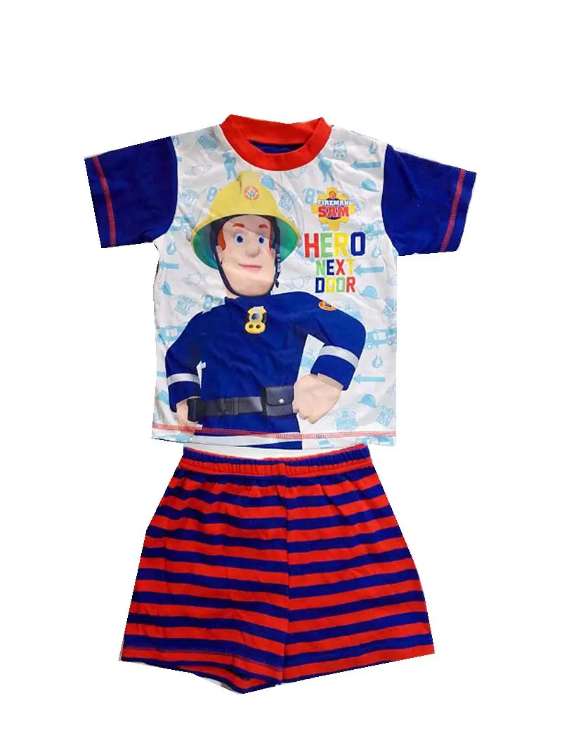 

New style Summer fireman Pattern Boys Pajamas Sets Short Sleeve T-Shirts Shorts Pants Sleepwear 100% Cotton Boy Pyjamas 3-5Y