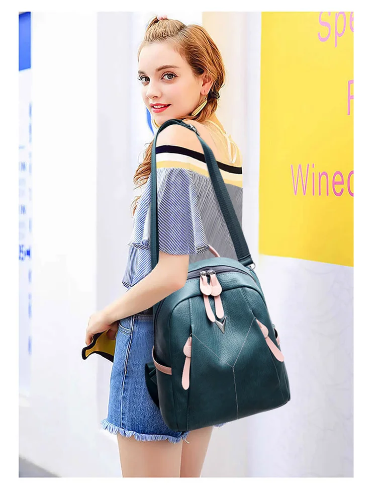 PU Leather Women's Backpacks Large Capacity Bag For Teenager Girls Fashion Solid Backpack Female Black Rucksacks Female backpack