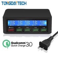 Tongdaytech QC 3,0 Быстрая зарядка 5 портов Usb lcd дисплей Каррегадор мульти телефон Быстрая зарядка для Iphone Xiaomi порт atil Cargador