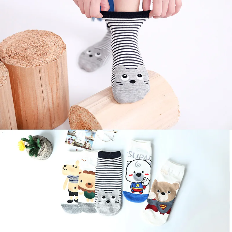 10pair/lot Summer Cotton Women Short Socks Fashion Breathable Gilrs Ankle Socks Comfortable Casual Cartoon Socks Female