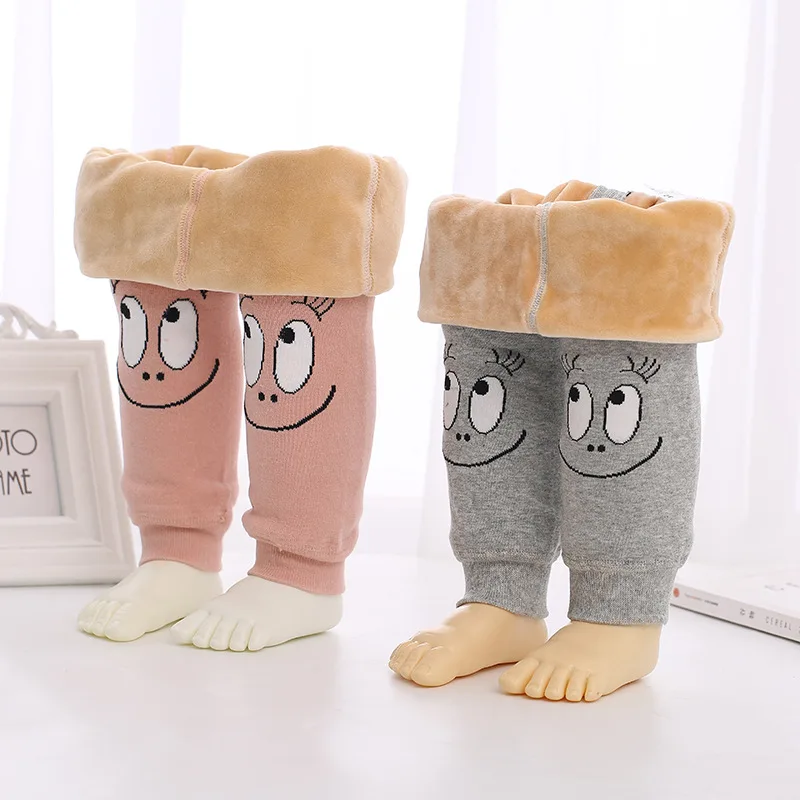 

Winter Warm Cute Smiling Face Plus Velvet Thickening Pants Children Toddler Crotch PP Trousers Baby Boys Girls Leggings