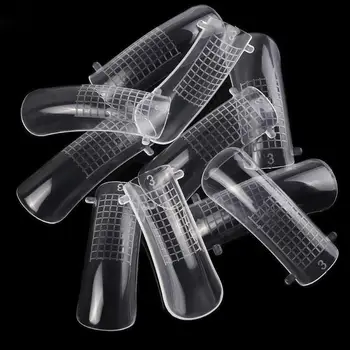 

20/100pcs Gel False Nail Tips Clear Cover Acrylic Nail Mold with Scale Tool Mixed Size False Nails with Scale Tool Crystal