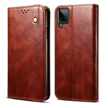 Funda de libro magnética con textura de cuero para Samsung A12 A72 A52, carcasa de lujo, protección 360 para Galaxy A12, A42, A32 A 12