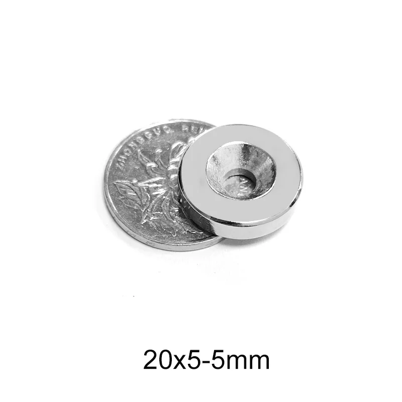100Pcs 20x5-5 Neodymium Magnet 20mm x 5mm Hole N35 NdFeB Round Super Powerful Strong Permanent Magnetic imanes Disc 20*5-5 | Обустройство
