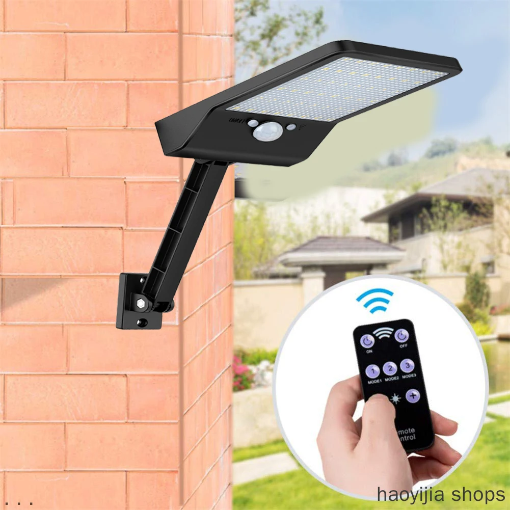 

New Courtyard Power Supply Light Outdoor 48 LED Solar LED Street Wall Road IP65 Waterproof PIR Motion Sensor Remote Control