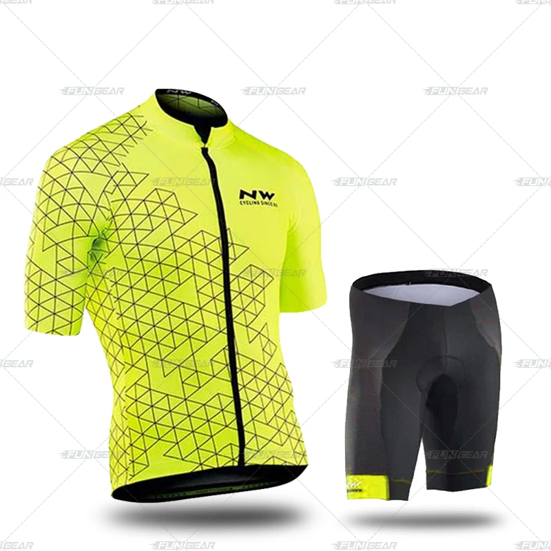 NormalCyclingSet Одежда для велоспорта, набор из Джерси для мужчин, набор одежды с коротким рукавом, облегающие костюмы, быстросохнущая дышащая рубашка Pro, шорты с 3D гелевой подкладкой - Цвет: NormalCyclingSet