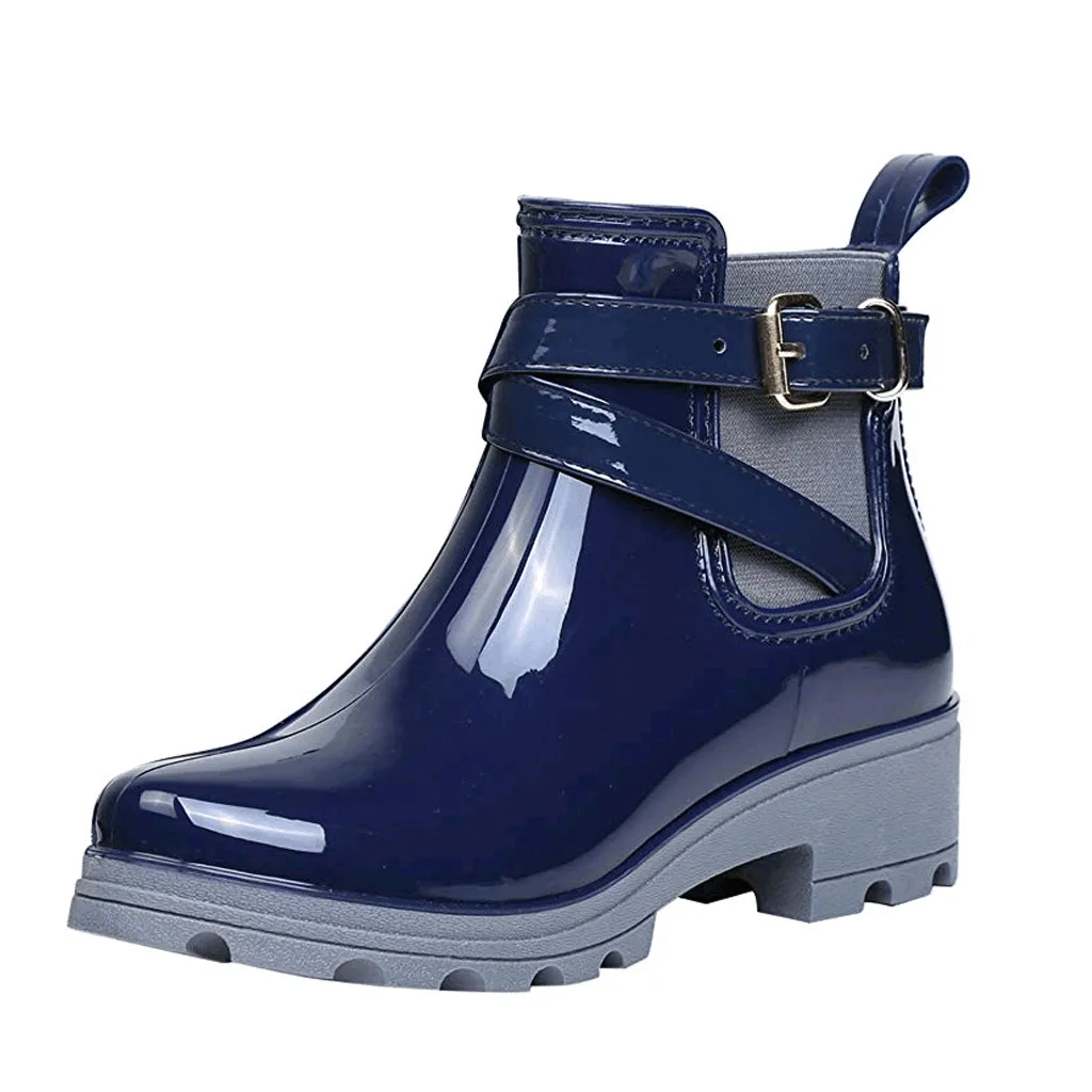 Ботинки martin г. Женские модные короткие непромокаемые сапоги осень-зима нескользящая обувь водонепроницаемая обувь с эластичной лентой 70 - Цвет: Blue