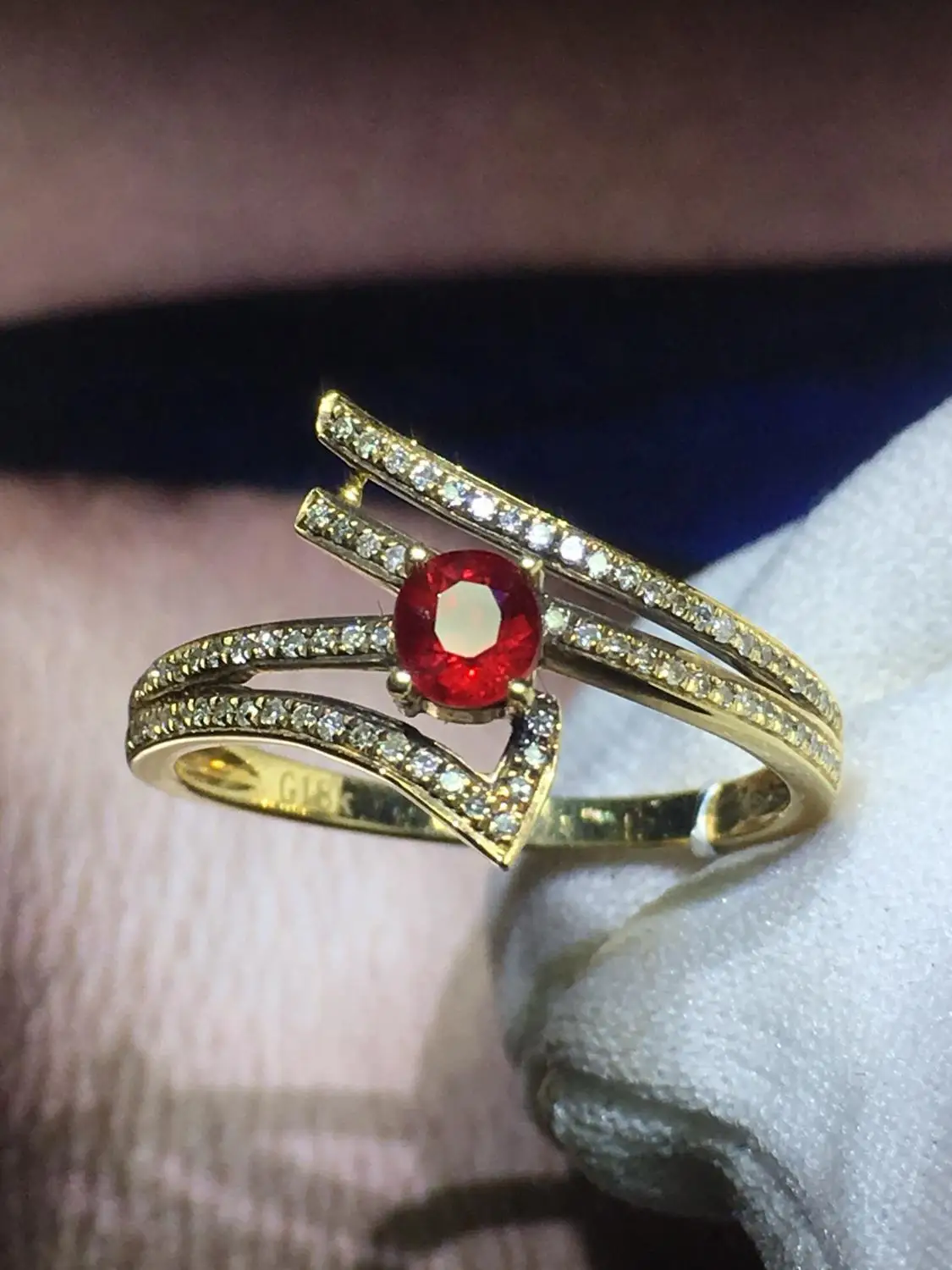 

Fine Jewelry Pure 18 K Yellow Gold Real 100% Natural Red Ruby 0.51ct Diamonds Jewelry Female's Rings for Women Fine Ring