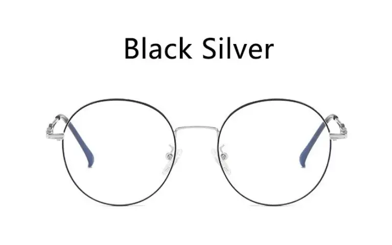 Новая модная оправа для очков, женские прозрачные металлические оптические круглые очки для близорукости, очки для чтения по рецепту, прозрачная оправа для очков - Цвет оправы: silver black