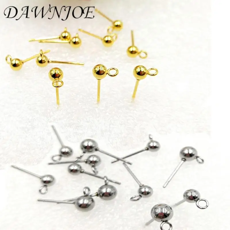 

20 pcs/lot 316 Stainless Steel Gold Ball Earrings Studs 3-6mm DIY Making Drop Earrings Jewelry Supplies Finding