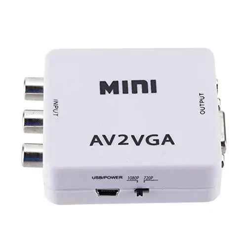  Mini HD 1080p AV2VGA Video Converter Box adattatore AV RCA CVBS al Convertitore Video VGA PC Conver