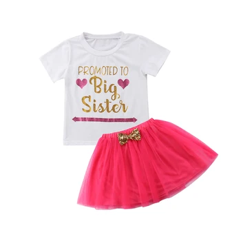 

1-6T Infant Kids Baby Girl Summer Cotton T Shirt Tops tutu Dress Skirt set Outfit Fashion Children Clothing Big sister costume