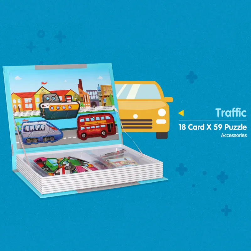 7 типов детских интеллектуальных магнитных книг 3D паззлы головоломка игра для обучения мозгу Развивающие игрушки для детей Рождественский подарок - Цвет: traffic