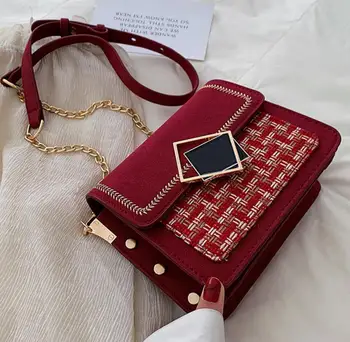 

Vintage Fashion Female Square Bag 2019 New High Quality Matte Leather Women's Designer Handbag Lock Chain Shoulder Messenger Bag