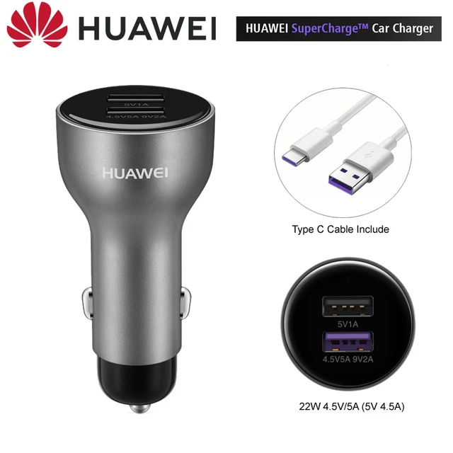 Huawei araba şarjı Huawei 10V 4A Max SuperCharge dahil C tipi kablo CarCharger Huawei Mate 20 Pro onur P20