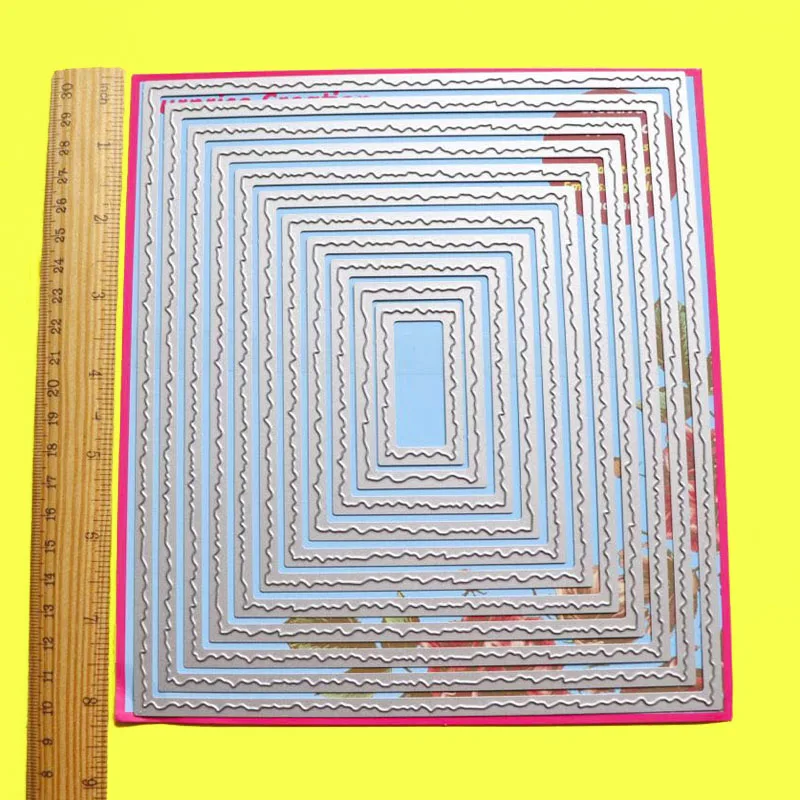 11 штук большие Вырубные штампы deckle edge прямоугольник 18x20,5 см скрапбук DIY Cardmaking Бумага Ремесло Металлический трафарет