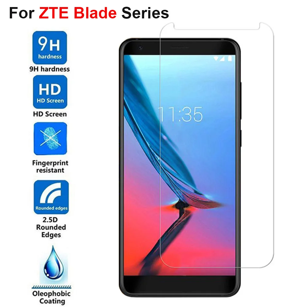 Закаленное стекло 9H 2.5D для ZTE Blade A310 A462 A506 A512 A530 A602 A610 A612 V7 V8 Llite V9 mini HD прозрачная