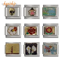 Hapiship топ 9 мм ширина цветок маргаритки пришельцы браслет с итальянскими подвесками из нержавеющей стали для изготовления ювелирных изделий DJ068