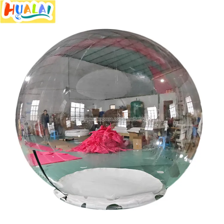 

lager Christmas decorations 2019 inflatable snow globe dome clear bubble tent snowflake ball with Iron ring for advertising