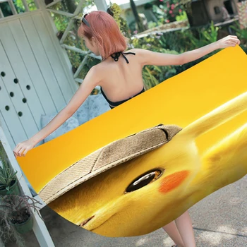 

Anime Pikachu Rectangle Beach Towel Cartoon Anime Character Picnic Mat 3D Print Thin Blanket for Teens Boys Home Decor 150x180cm