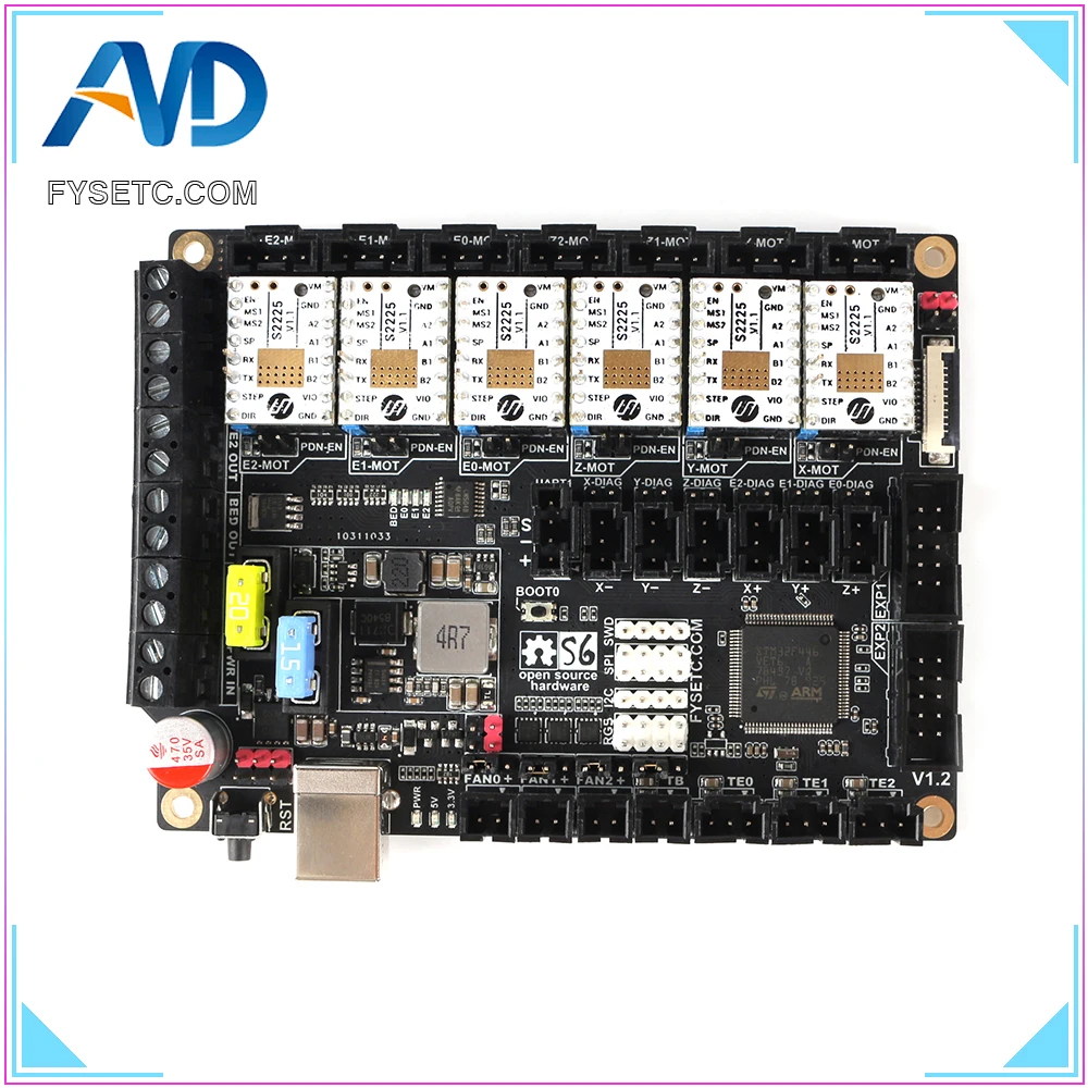 S6 V1.2 плата 32 битная управления с 6 шт. TMC S2225 TMC2225 для Uart Flying Wire MX соединитель VS F6 V1.3 SKR