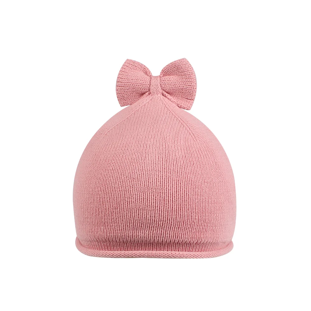 Милая Шапочка с бантом для маленьких девочек, хлопковая Младенческая шапочка для девочек, мягкая удобная детская шапочка, весенние детские шляпы детские для девочки, одежда - Цвет: Pink B