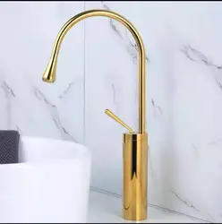 Bathroom Faucet Brushed Gold Bathroom Basin Faucet Cold And Hot Sink Mixer Sink Tap Single Handle Deck Mounted Counter Basin Tap