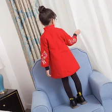 Зима ; стиль; платье Ципао с вышивкой для девочки новогодний Детский костюм в китайском стиле новогодний Новогодний подарок