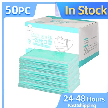 

50pcs Solid Health Care Cotton Face Facemask 3Ply Facemask For Adults One time Masker Washable Masks Masker