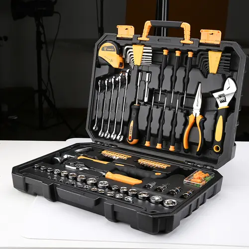 DEKO DKMT128/DKMT196 Home DIY Tool Set Auto Repair Combination Package Hand Tool Kit with Plastic Tool box, Screwdriver, Hammer - Image 3