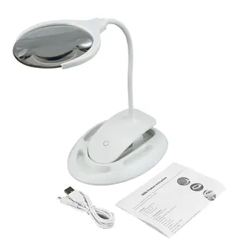 

10X LED Magnifier Light Magnifier Large Lens Magnifying Glass Reading Light Clip-on Table Lamp