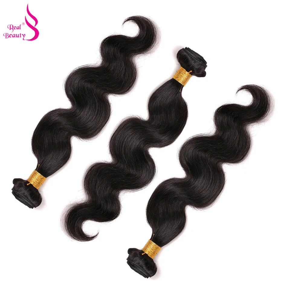 Real Beauty Brazilian Body Wave Hair Weave Bundles 100% Human Hair Bundles Non-Remy Extensions Can Be Dyed 8"-30" Free Ship