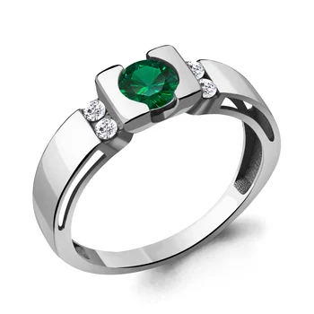 

Ring AQUAMARINE with nanoizumrudom, cubic zirconia, silver 925