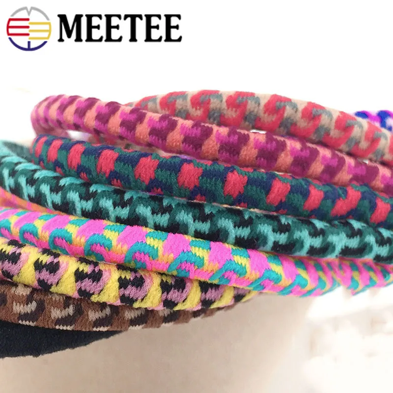Meetee 5/10 метров 5 мм, Леопардовый принт, эластичный пояс, Резиновая лента DIY Головные уборы круглый эластичный сухожилий и протектором в виде веревки ручной работы ободки для волос Материал EB009