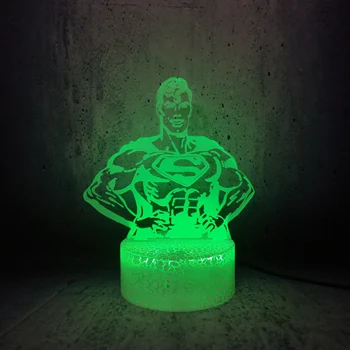 

3D Lamp Half body muscle superman Night Light Bedroom Decor Children Creative birthday Gifts bed time story atmosphere