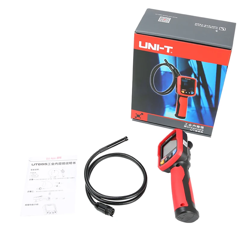 UNI-T UT665 תעשייתי נחש Borescope מקצועי כף יד IP67 עמיד למים Vedio פיקוח  מצלמה 2.4 אינץ אנדוסקופ