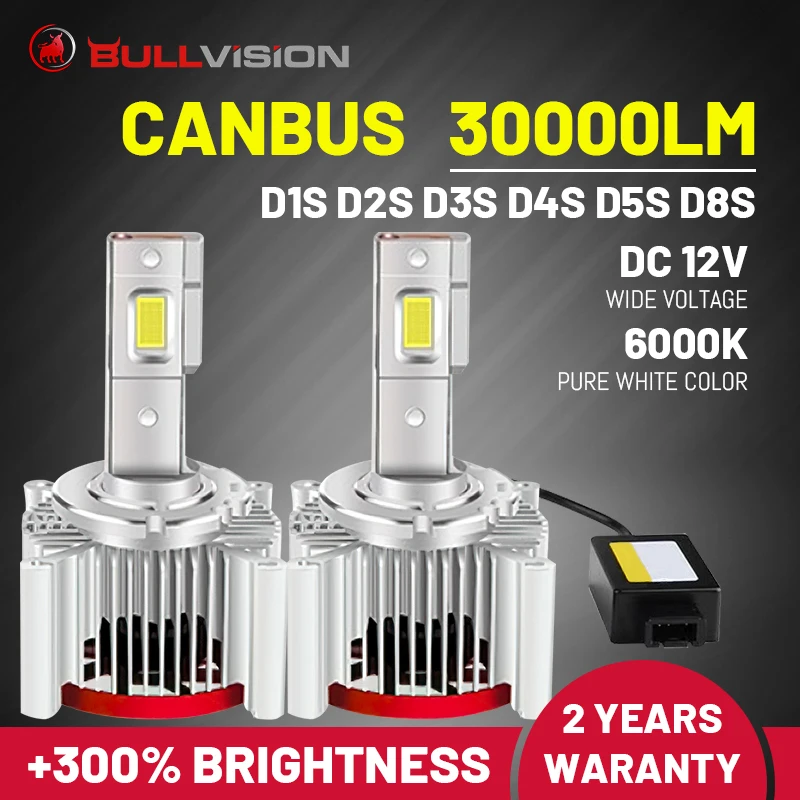 Bullvision D1S LED Headlights 30000LM HID D1S D2S D3S D4S D8S D1R D2R D3R  D4R D2H D1C D2C D3C 35W Ballasts CSP Chips For Lenses - AliExpress