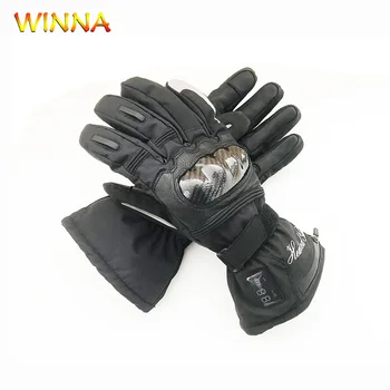 

Rechargeable Heated Gloves with Temperature Display Winter Outdoor Sport Thermal Hand warmer Leather Waterproof Heating Gloves