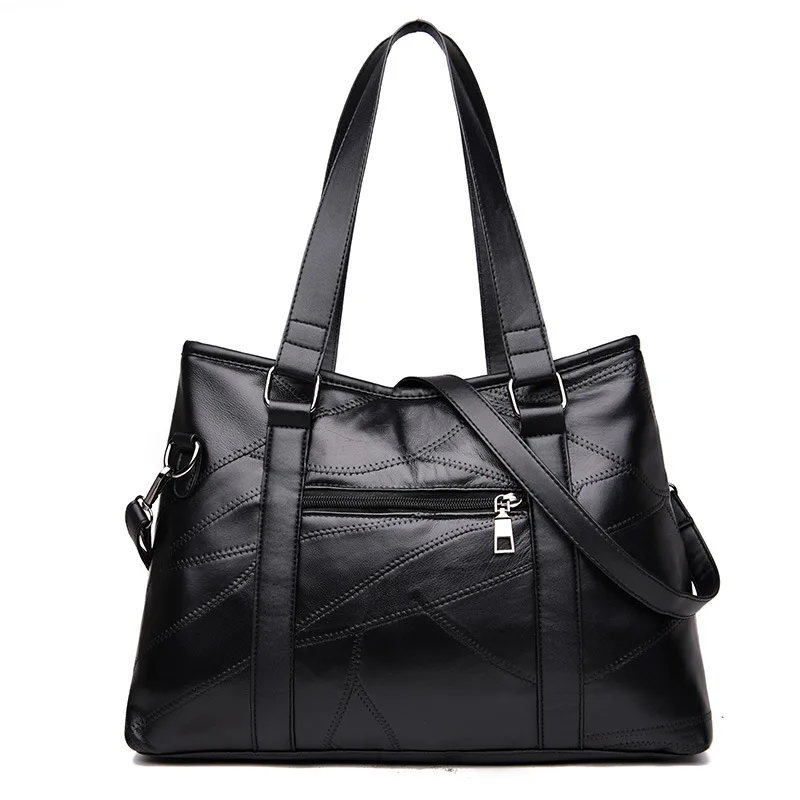 

2019 Winter New Style WOMEN'S Bag Europe And America Spiraea Leather Handbag Simple Versatile Sheepskin Big Bag